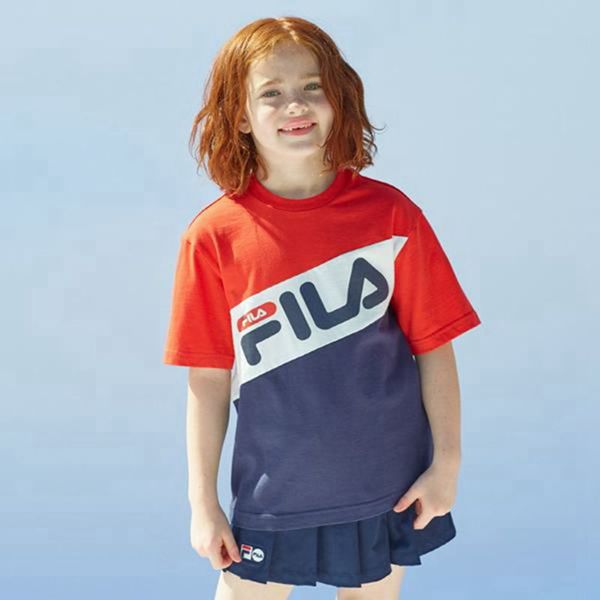 Camisetas Fila Menina Vermelhas/Azul Marinho - Fila Heritage S/S Portugal Lisboa,OFXM-75241